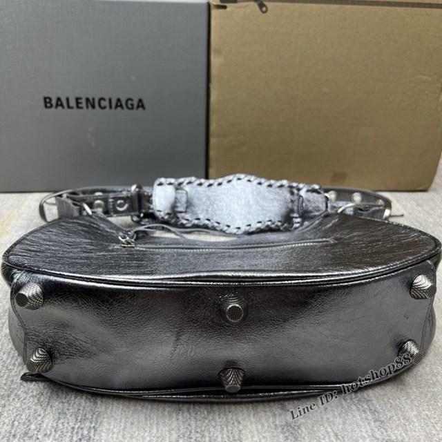 Balenciaga專櫃爆款Le Cagole半月牙腋下包餃子包 巴黎世家經典大號爆裂黑鱷金機車包 fyj1080